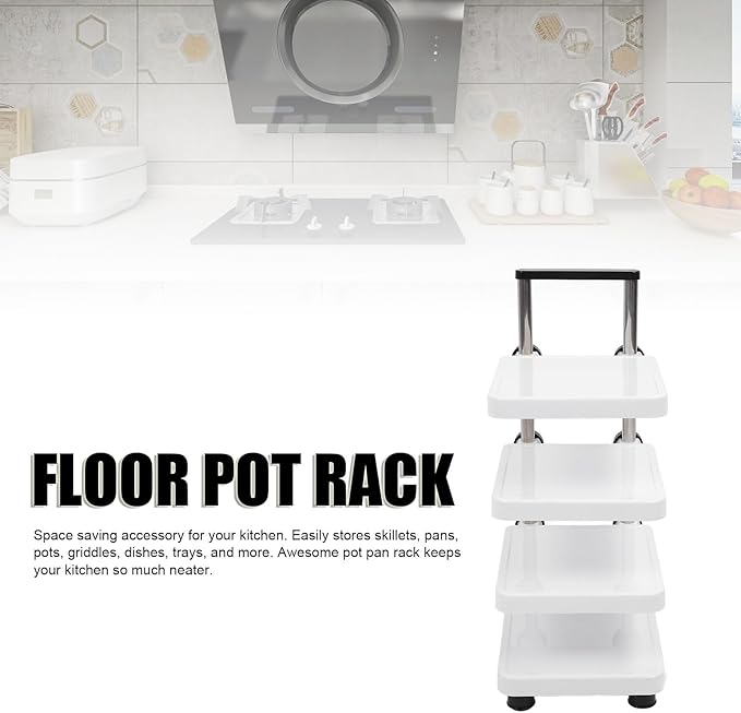 Multifunctional Pan Pot Rack, Pots and Pans Organizer,Cabinet pots and pan organizer,4 Tier Adjustable Pan Organzier Rack Space Saving Kitchen Storage