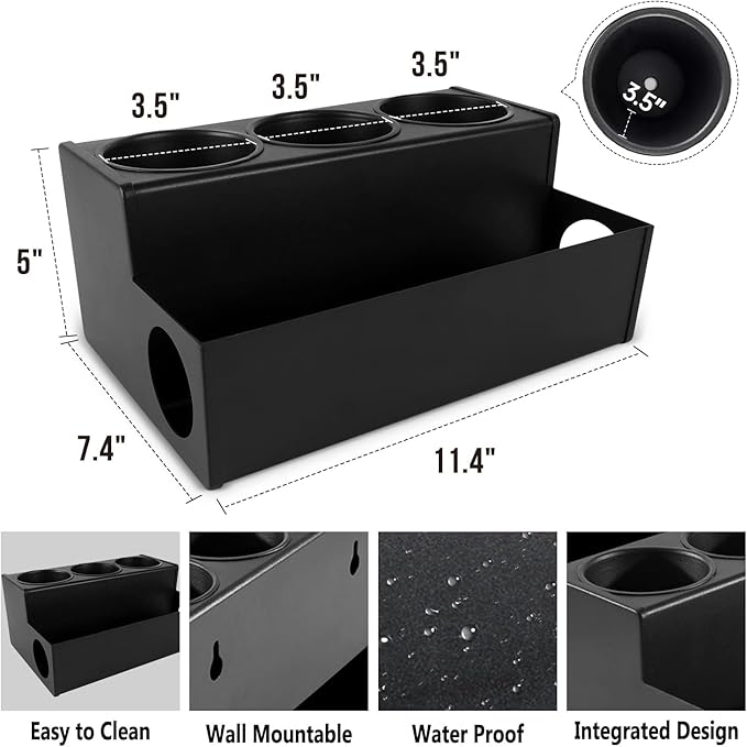 Hair Tool Holder Stainless: Wall Mounted Organizer for Bathroom & Salon - Heat Resistant Tool Storage for Homemakers & Stylists - Large Capacity Modern Black Design
