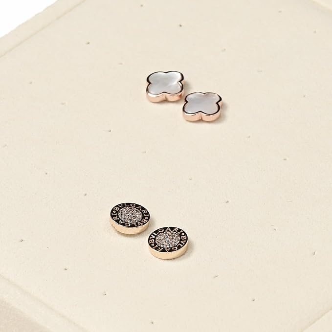 Oirlv Microfiber Jewelry Stud Earring tray Display Tray Earring Display Organizer Tray(Beige)