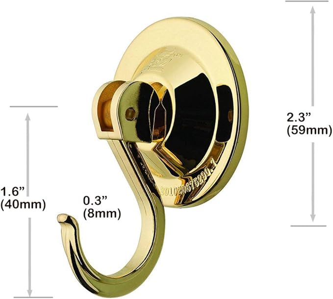 Suction Cup Wreath Hooks, Powerful Vacuum Hangers for Door or Window Wreaths, 4-Pack, Gold