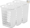 3-Pack of White Heavy-Duty Plastic Laundry Baskets (1.8 Bushels). Large Capacity rectangular Design with Reinforced Handles, Suitable for Household, Dormitory, and Bedroom
