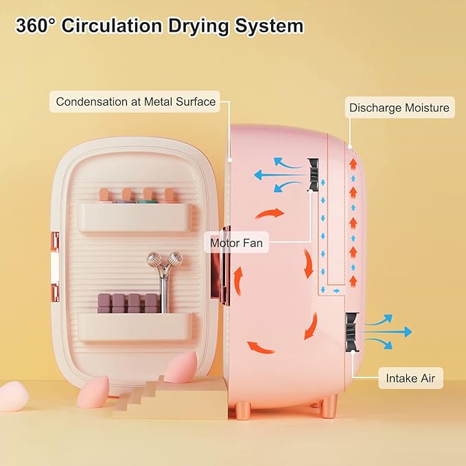 Skincare Fridge 12 Liter, Beauty Fridge for Comestic Storage, 10°C/50°F + Intelligent Constant Temperature Control Mini Compact Pink Cosmetics Refrigerator for Makeup Lipstick