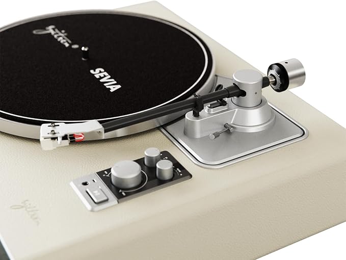 SEVIA Record Player Vintage Turntable for Vinyl Records with Built-in Speakers Bluetooth Retro Phonograph