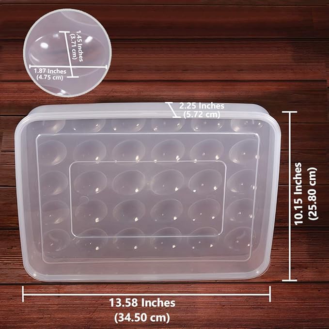 77L Deviled Egg Containers with Lid, (Set of 2), Plastic Deviled Egg Carrier Tray for 60 Eggs, Clear Storage Egg Holder for Refrigerator, Fridge Stackable Countertop Portable Egg Dispenser