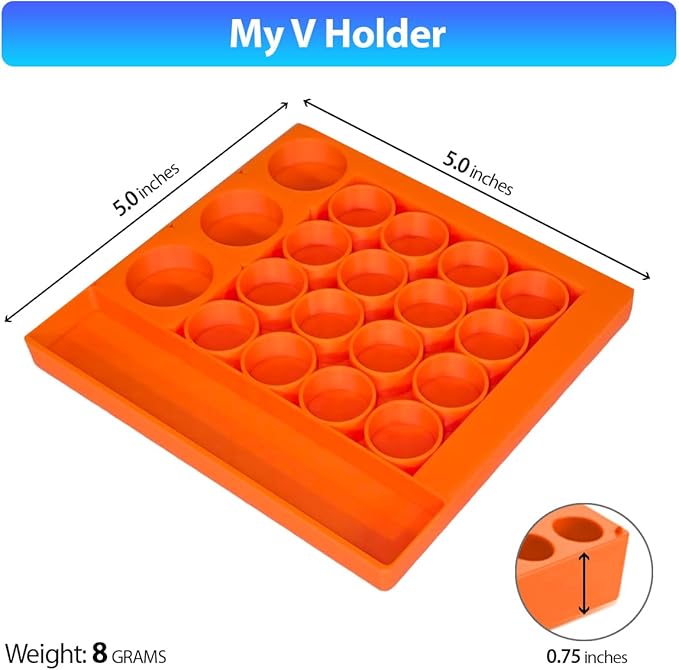Vial Holder for Refrigerator Use | Home Vial Organizer Tray for Peptide– 5"x5"x0.75", Lightweight (8g) (Orange)