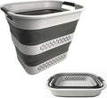 SAMMART 40L (10.5 Gallon) Collapsible Plastic Laundry Basket - Foldable Pop Up Storage Container/Organizer - Portable Laundry Hamper - Space Saving (1, Grey)