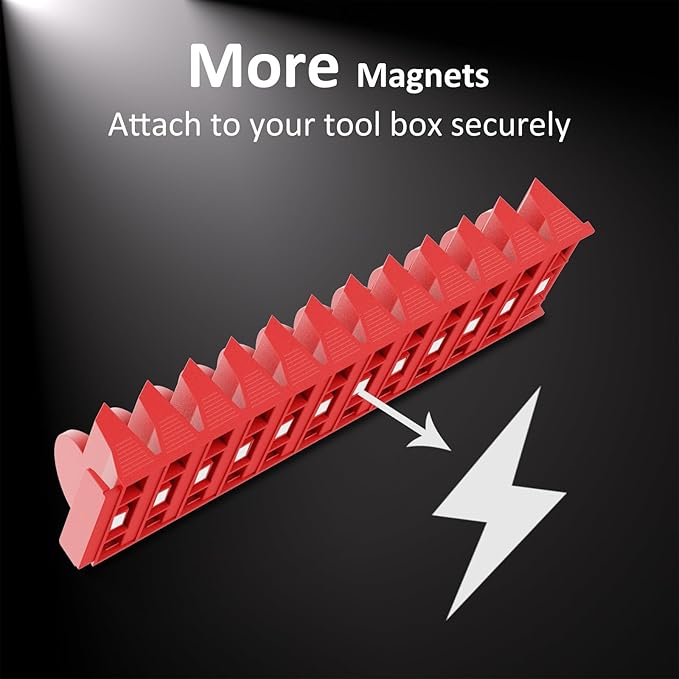 24pcs Magnetic Modular Wrench Organizers for Tool Drawers - Wrench Rack with Metric&SAE Labels,Tool Storage Holder with Magnet.Gift for Father, Brother&Boyfriend (Red with Magnets)