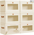 DIMJ Storage Bins with Lids - 6 Pack Large Fabric Closet Organizer with Window & Handles, Collapsible Decorative Storage Boxes for Shelves Under Bed, Books Clothes Blankets Sweaters Organization