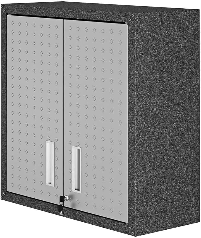 Manhattan Comfort Fortress Floating Storage Cabinet, Modern Stainless-Steel Garage Cabinet, Grey