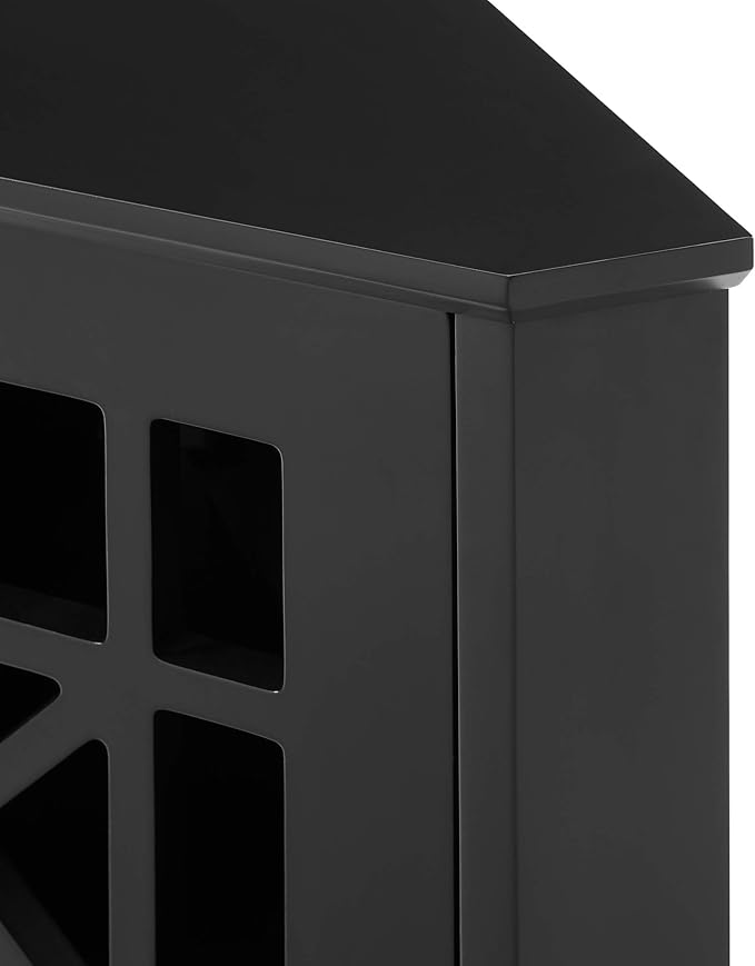 Walker Edison Fretwork Corner Accent Cabinet - Black