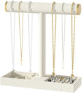 Bracelet and Necklace Holder,Velvet Jewelry Necklace Display Organizer Stand,bracelet Holder for Selling,Bracelet and Necklace Storage Tree (Style 1（Beige+ Metal lid）)