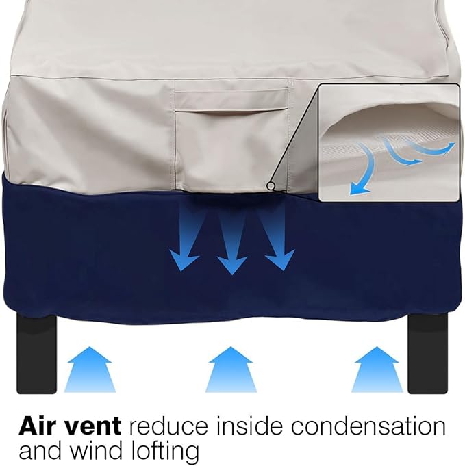Vailge Patio Chair Covers, Lounge Deep Seat Cover, Heavy Duty and Waterproof Outdoor Lawn Patio Furniture Covers (Beige&Blue, 2 Pack-Large)