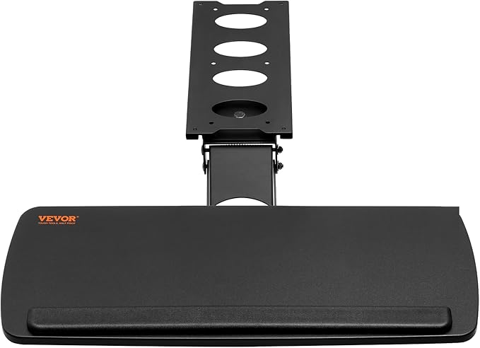 VEVOR Under-Desk Keyboard Tray, Adjustable for Height and Tilt, Slide-Out Design, Spacious 25x9.8 Inch Surface, Ideal for Home and Office Use