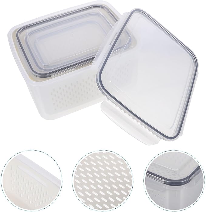 Stackable Refrigerator Organizer Bins Multipurpose Vegetable Fruit Storage Containers with Drainage for Fridge Kitchen Fresh-Keeping and Organized Produce