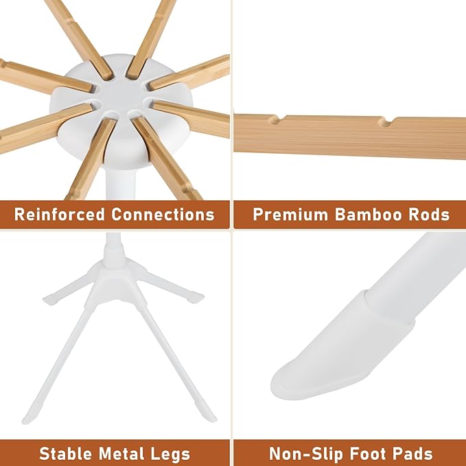 Giantex 4 Legs Clothes Drying Rack, Foldable Laundry Drying Rack with 8 Bamboo Hanging Rods, 40 Hanger Slots and Heavy-Duty Metal Frame, Collapsible Space-Saving Octopus Airer for Indoor Use