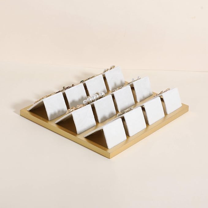 GemeShou Golden coated earring display stand for selling, velvet stud earring holder for jewelry display, Jewlery earring storage organizer tray, studs holder jewelry organizer【Earring holder-white】
