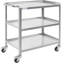 Hally Stainless Steel Utility Cart 3 Tier NSF Commercial Heavy Duty Metal Mobile Food Rolling Cart with Handle and Wheels for Kitchen, Restaurant, Hospital, Laboratory and Home, 31" L x 19" W x 34" H
