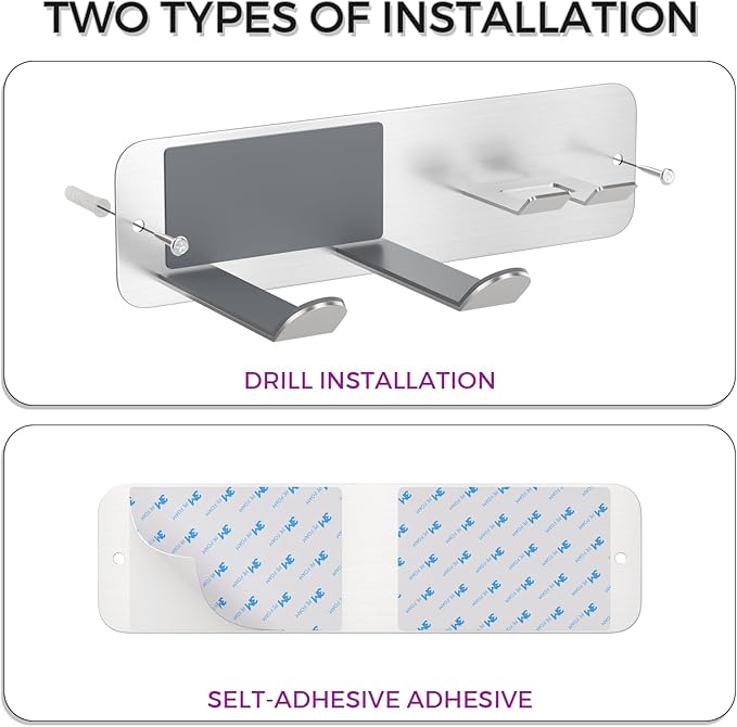 Hair Dryer Holder Wall Mounted, New Upgrade Stainless Steel Self Adhesive Blow Dryer Holder Rack for Dyson Supersonic Hair Dryer,Silver
