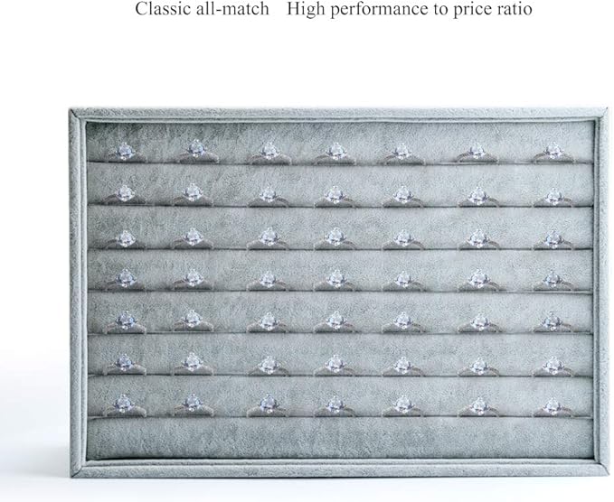 Oirlv Velvet 7 Slots Ring Earrings Studs Tray Showcase Display Jewelry Organizer