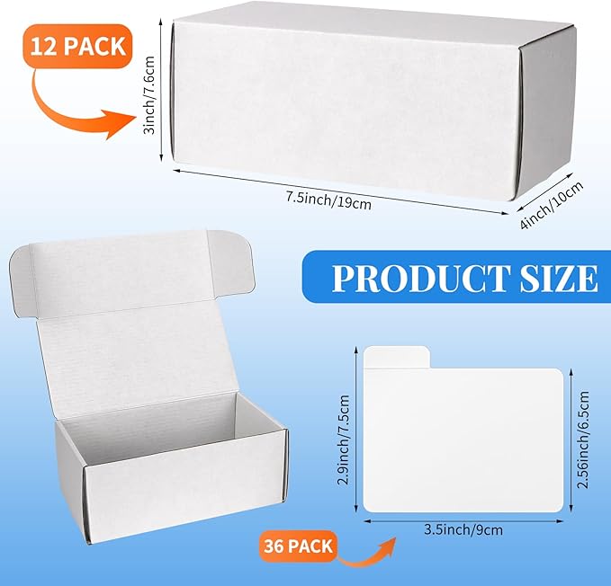 Trading Card Storage Box with Dividers, 12 Pack • 400 Count Bulk Card Collection Case, Corrugated Cardboard Storage Box for Sports, TCG/Magic/Mtg Cards (Horizontal Length 7.5 Inch)