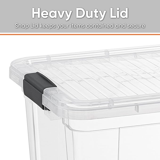 Superio Storage Bins with Lids- 6 Pack, 1.85 Qt Clear Boxes for Organizing, Stackable Plastic Containers- BPA Free, Non-Toxic, Odor Free, Organizer for Home, Office, Dorm