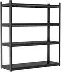 Storage Shelves, Garage Metal Shelving Unit, Adjustable, Double-Layer Column with Reinforced Ribs, Heavy-Duty, Capable of Bearing 600-3600 lbs (Black, 45''W*20''D*54''H, 4-Tier)