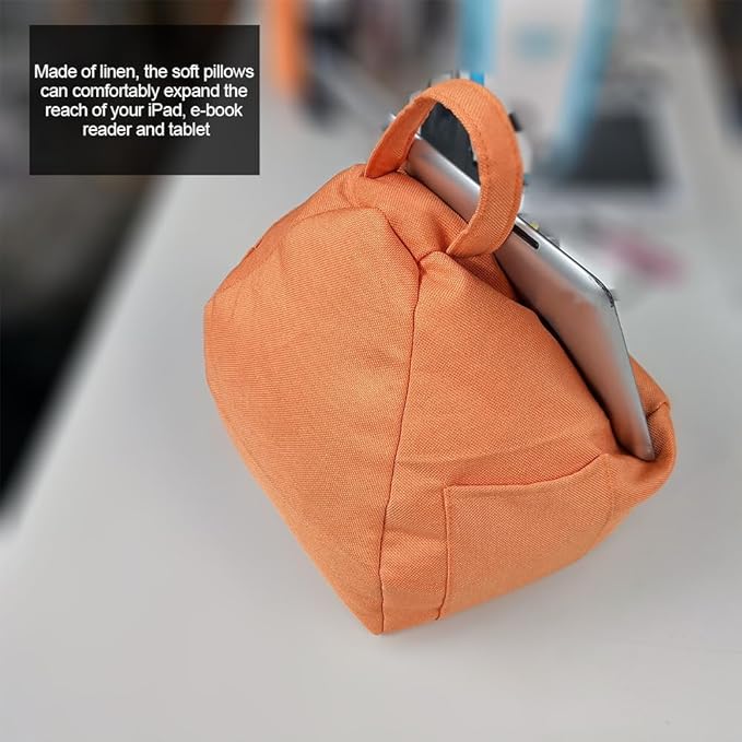 Tablet Cushion Holder - with Side Pockets, Soft Anti-Fall Book Rest for Lap, Hands-Free Laptop Stand for Bed, Multi-Angle Travel Pillow for Car, Lightweight Storage Caddy | for Home School Sofa Spa