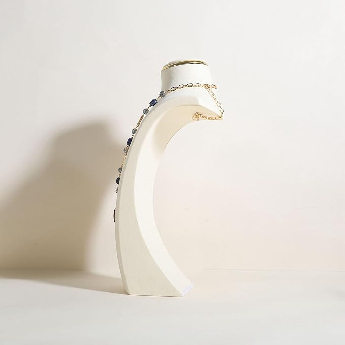 velvet necklace display stand, necklace display holder for selling, bust jewelry display, necklace mannequin display stand【Cream-Large】