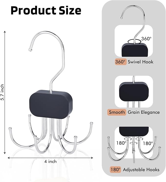 3 Pack Tank Top Hangers, 2025 Upgraded Bra Hanger for Closet Organizer & Storage, 360° Rotating & Foldable Design, Wooden Space-Saving Hanger for Tank Tops, Bras and More (Black)