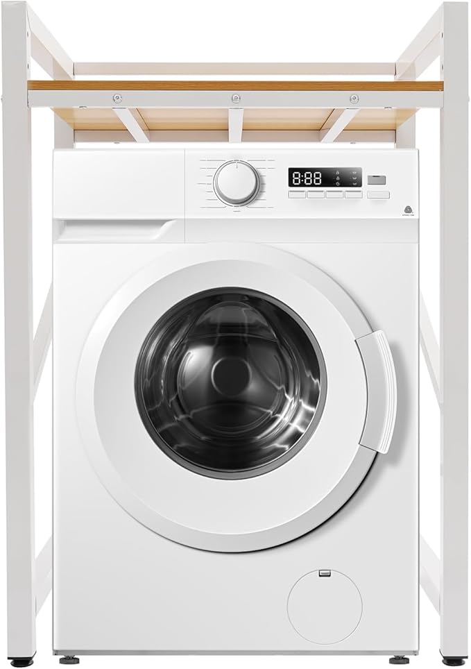 Over The Washer and Dryer Storage Shelf, Height Adjustable Washer Dryer Stacking Rack Stand for Bathrooms Laundry Rooms, Load Capacity 660 lbs