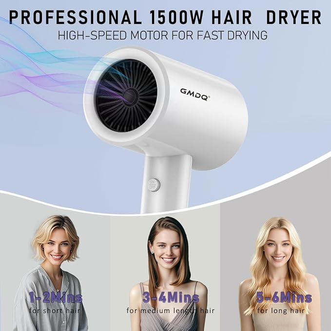 Hotel Wall Mount Hair Dryer for Bathroom with Night Light, 110V, Quiet, Overheat Protection, Negative Ion Technology