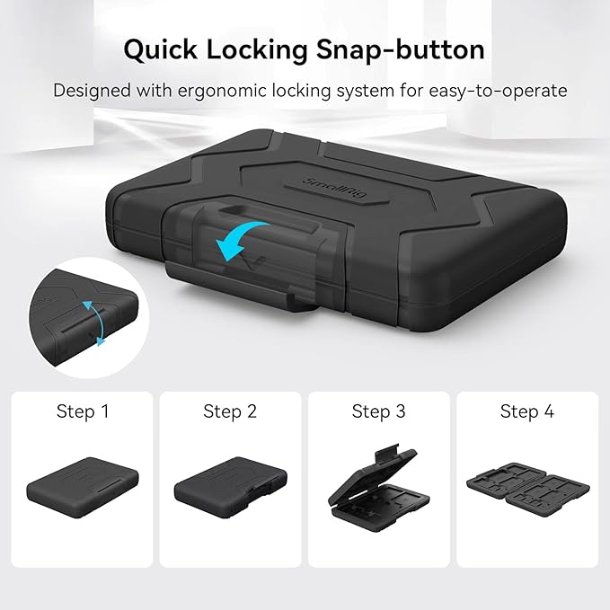 SMALLRIG Memory Card Holder Case 15 Slots, Water-Resistant for SD Card, Micro SD Card, CFexpress Type A/Type B Card, XQD Card - 3192