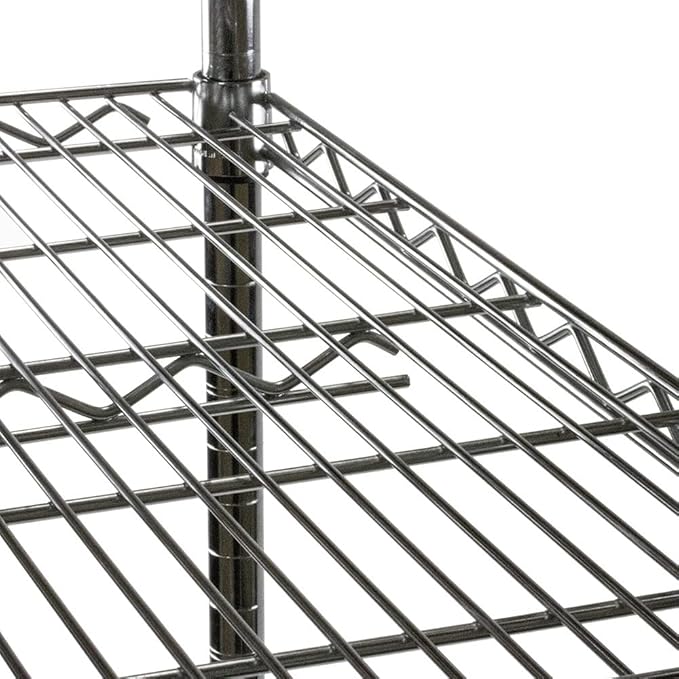 Shelving Inc. 8" d x 48" w x 72" h Black Wire Shelving with 5 Tier Shelves, Weight Capacity 300lbs Per Shelf