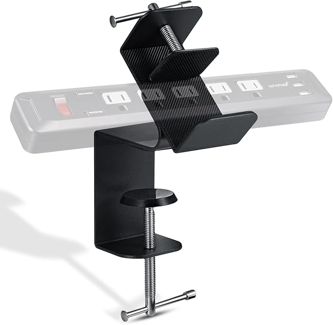 Desk Clamp for Power Strip - Removable Power Strip Holder for Desk Edge - Sturdy Table Clamp - Desk Mount for Power Strip - Fits 1.96" to 2.55" Width - Black