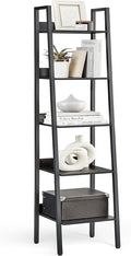 VASAGLE Bookshelf, 5-Tier Narrow Book Shelf, 11.8 x 13.3 x 66.9 Inches, Ladder Shelf for Home Office, Living Room, Bedroom, Kitchen, Ebony Black and Ink Black ULLS109B56