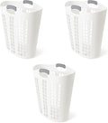 Gracious Living Easy Carry Flex Hamper, Large 87.5 Liter Lightweight Plastic Ventilated Laundry Basket Clothes Bin with Handles, White 3 Pack