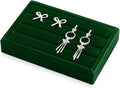 Green Velvet Jewelry Display Tray for Rings 3-Slot Jewelry Ring Organizer Small Tray for Women, Retail Store Showcase
