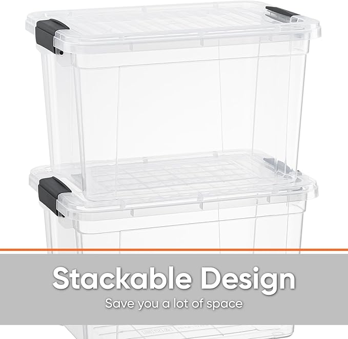 Superio Clear Storage Boxes with Lids, 8.75 Quart Plastic Container Bins for Organizing, Stackable Crates, BPA Free, Non Toxic, Odor Free, Organizers for Home, Office and Dorm, 8 Pack