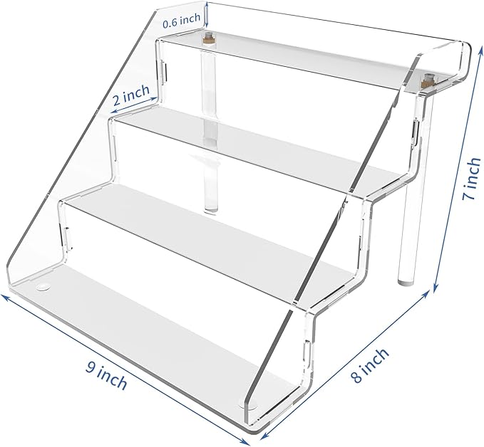 Clear Acrylic Display Risers Stand Set of 2, Perfume Organizer Holder And Storage, Acrylic Cupcake Stand, Tiered Display Shelf for Funko Pop, Collections, Spice, Nail Polish, 9x8.3x6.7 inch