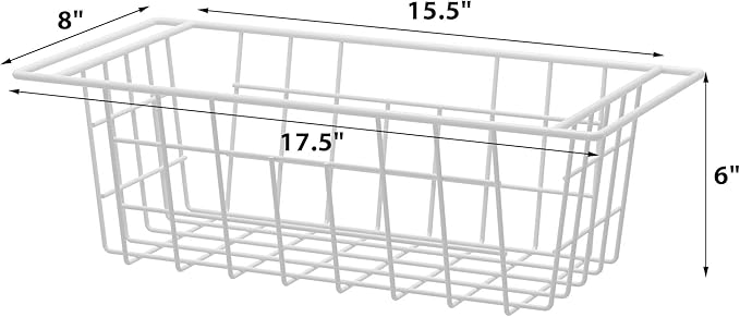 Chest Freezer Organizer Bins, Deep Freezer Basket Storage Rack Bins Wire Metal Baskets with Hanging Handles 17.5" 2Packs
