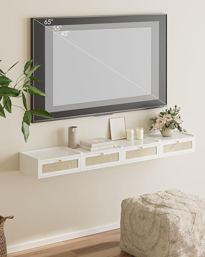Floating Nightstand,Wall Mounted Night Stand with Drawer,Small Floating Shelves,Floating Wood Bedside Table for Bedroom、Living Room、Bathroom(No Assembly)