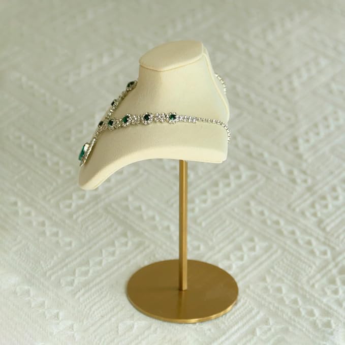 Necklace Display Stand For Selling Velvet Chain Jewelry Bust Holder Organizer With Stainless Steel Stand Jewelry Display