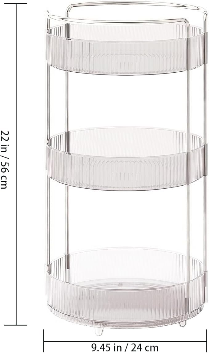 360° Rotating Makeup Organizer for Vanity, Skincare Perfume Organizers and Storage for Bathroom Countertop, Clear Makeup Brush Holder Lazy Susan for Counter (Transparent, 3 Tier)