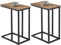 VECELO C Shaped End Side Table for Sofa Couch and Bed Snack TV Tray for Living Room Bedroom, 2 PCS,Grey