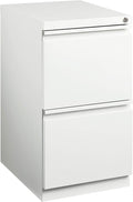 20 Inch Deep Metal Mobile Pedestal File 2 Drawer File-File with Full Width Pull, for Home and Office, Holds Letter Width Hanging Folders, White