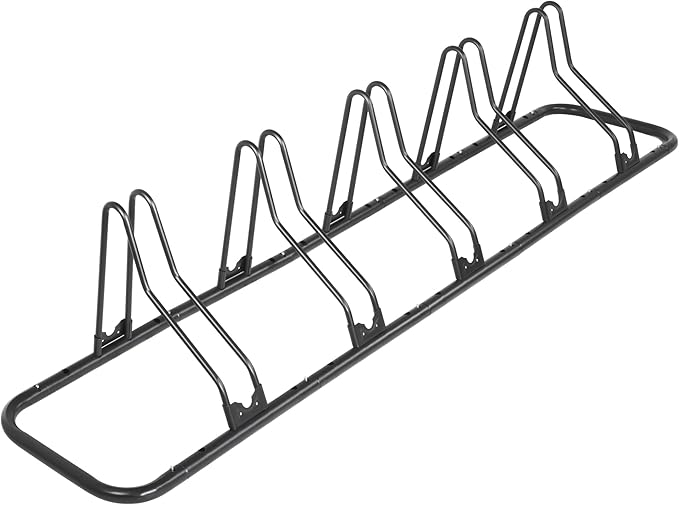 CyclingDeal Bicycle Floor Parking Rack Stand - for Mountain MTB Road Bike - Indoor Home Garage Storage - Upgraded 5 Bikes