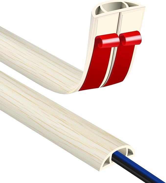 Floor Cord Covers for Wires 20FT Cable Hider Wire Cover Self Adhesive Cord Hider Floor for Offices, Homes, Workshops, Warehouses Cable Cavity 0.39" W x 0.27" H