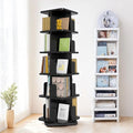 MHOM Black Rotating Bookshelf, 360 Display 5 Tier Rotating Bookshelf Tower, Floor Standing Revolving Bookcase, Wooden Small Bookcase for Small Spaces, and Living Room
