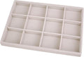 Mornajina 12 Grids Velvet Jewelry Tray Jewelry Display Tray, Stackable Empty Plate Trays for Earrings Necklaces Bracelet Rings Display Showcase - Beige