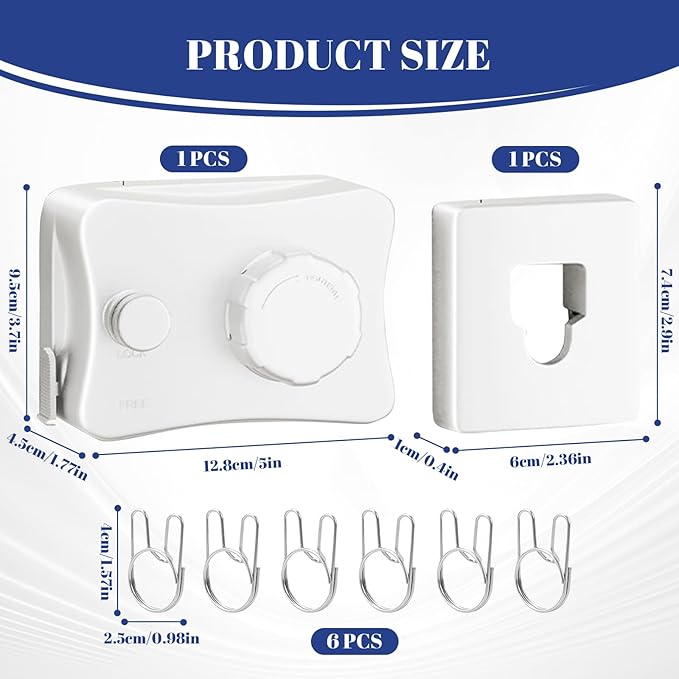Retractable Clothesline Indoor, Non-Sagging Outdoor Clothes Line Retracting, 16.7 Ft Heavy Duty Clothes Drying Laundry Line, Wall Mounted Stainless Steel Clothesline for Balconies, Bathroom (White)